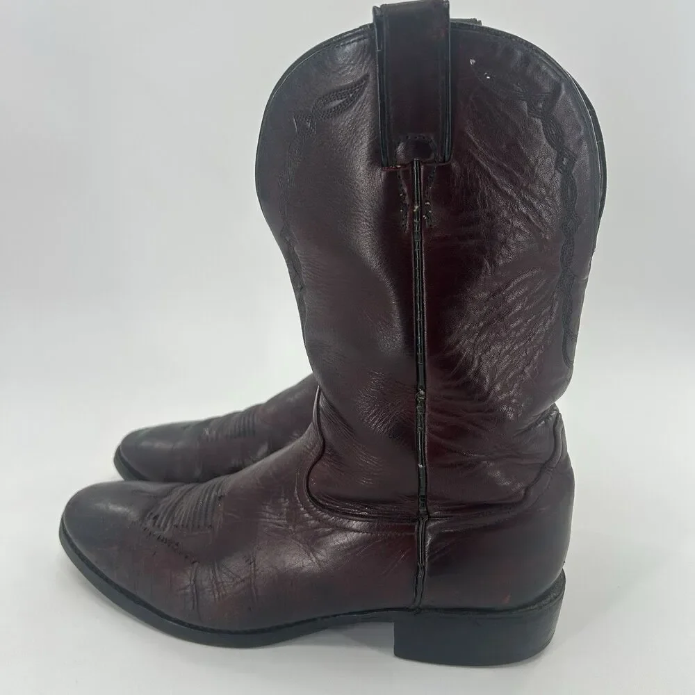 Vintage Tony Lama 0010 Leather Western Cowboy Boots Mens Size 10 Vibram Soles.